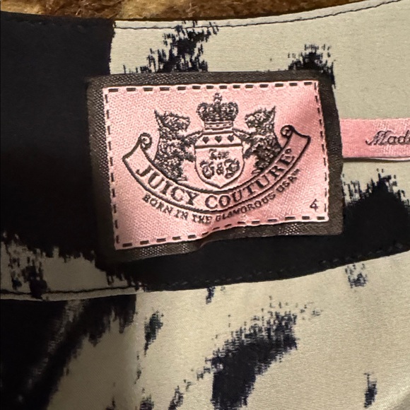 Juicy Couture 100% Silk Dress Womens 4 Abstract Floral Shift Puff Sleeve slinky - Picture 10 of 11